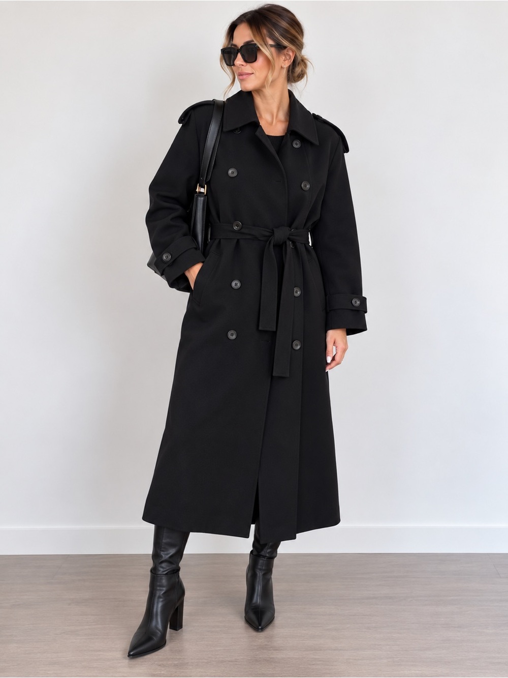 LITTLE MOUNTAIN Cordova Black Trench Coat Size M